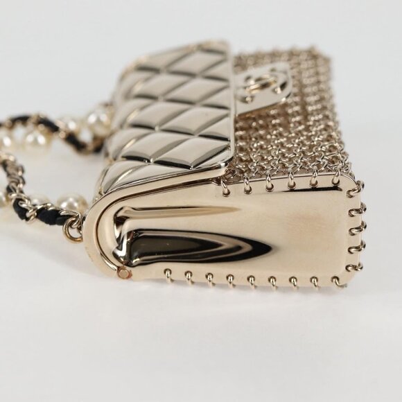 CHANEL Matelasse 2021S Pearl Necklace Metal Gold tone CC Auth 131853SM - Picture 4 of 16